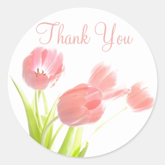 Danke Pink Tulips Blumenmuster Sticker (Vorderseite)