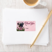 Danke - Pink Tulips - Mops Adressaufkleber (Insitu)