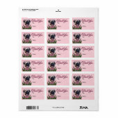 Danke - Pink Tulips - Mops Adressaufkleber (Vorne)