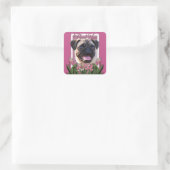 Danke - Pink Tulips - Mops Quadratischer Aufkleber (Tasche)