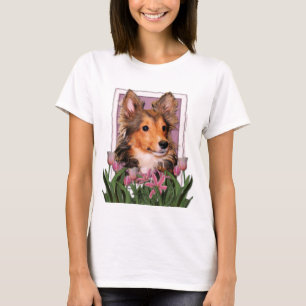 Danke - Pink Tulips - Sheltie Puppy - Cooper T-Shirt
