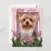 Danke - Pink Tulips - Yorkshire Terrier Postkarte (Vorne/Hinten)