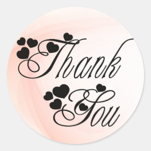 Danke Pink Watercolor Ombre Herzen Hochzeit Runder Aufkleber