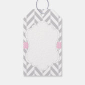 Danke - Pink, White Gray Elephant Baby Dusche. Geschenkanhänger (Rückseite)