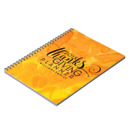 Danke, Planne Black Typografy on Orange Notizblock (Linke Seite)