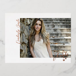 Danke Plus Hearts Grad Foto Postcard Folie Einladungspostkarte