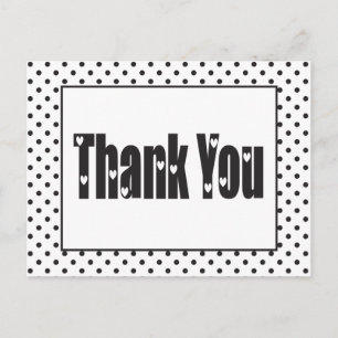 Danke Polka Dot Schwarz-Weiß-Herzen Postkarte