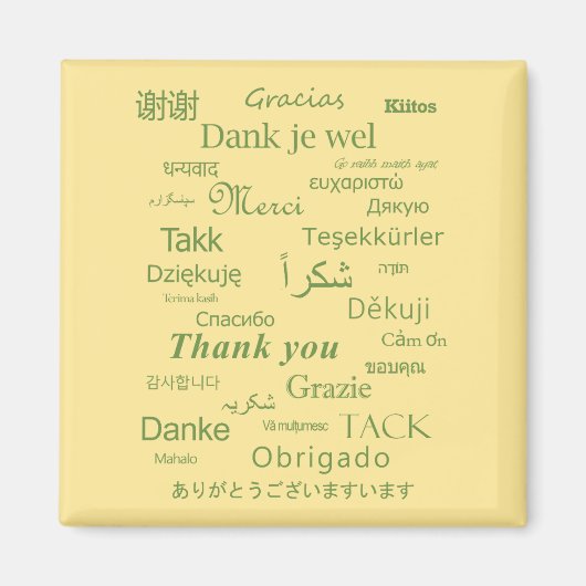 "Danke" Polyglot Typografie Grün Eier Weiß Magnet (Vorne)