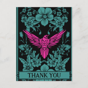 Danke, Postkarte. Exotischer rosa Vogel, duskyblau Postkarte