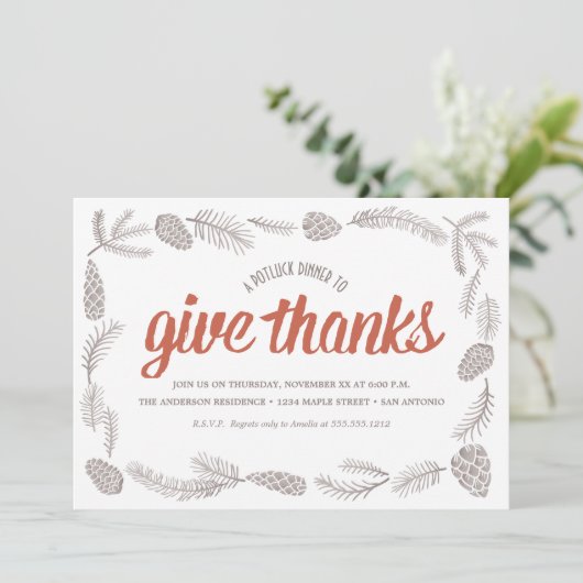 Danke Potluck Einladung (Stehend Vorderseite)