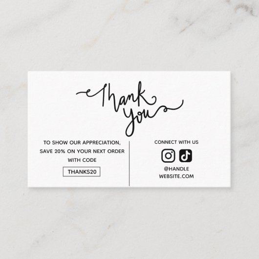 Danke Promo-Code 2025 Social Media Ihr Logo Visitenkarte (Vorderseite)