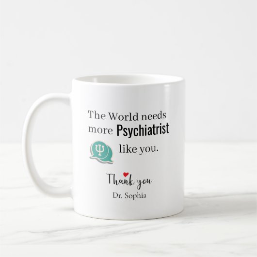 Danke Psychiater Benutzerdefinierter Name Kaffeetasse (Links)