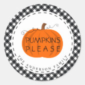 Danke | Pumpkin Buffalo Karierter Erntedank Runder Aufkleber (Vorderseite)