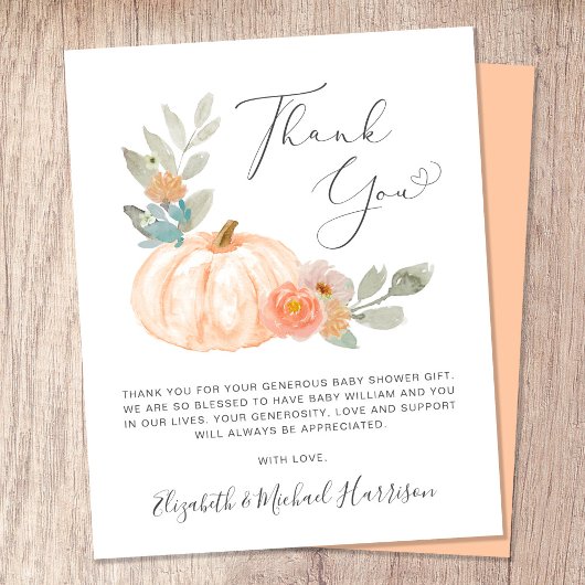 Danke Pumpkin Watercolor Baby Showcard