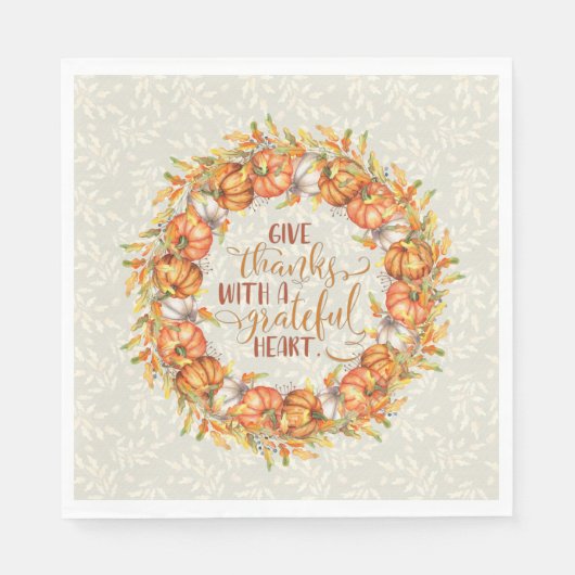 Danke Pumpkin Wreath Serviette (Vorderseite)