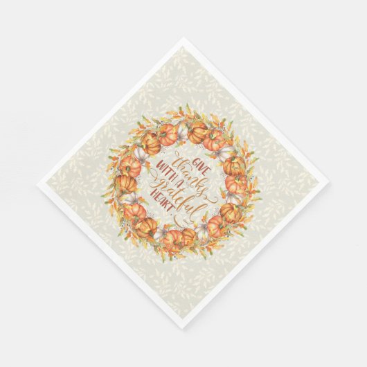 Danke Pumpkin Wreath Serviette (Ecke)