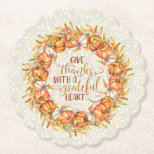 Danke Pumpkin Wreath Untersetzer (Vorderseite)