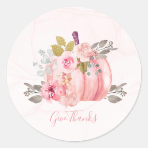 Danke Punk Aquarell-Kürbis-Pfingstrose-Blume Runder Aufkleber