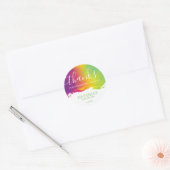 Danke, Rainbow Watercolor Paint Spritzer, Green Runder Aufkleber (Umschlag)