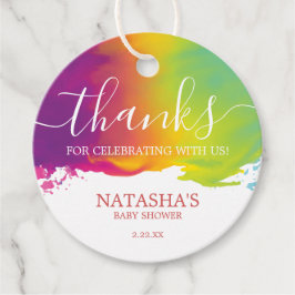 Danke, Rainbow Watercolor Paint Spritzer, Orange Geschenkanhänger