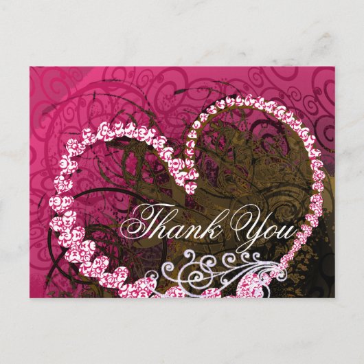 Danke Rasberry Hearts Postkarte (Vorderseite)