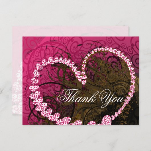 Danke Rasberry Hearts Postkarte (Vorne/Hinten)