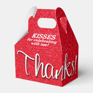 DANKE Red Faux Glitter Geschenkschachtel