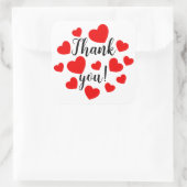 Danke Red Hearts Quadratischer Aufkleber (Tasche)