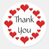 Danke, Red Liebe Hearts Runder Aufkleber (Vorderseite)