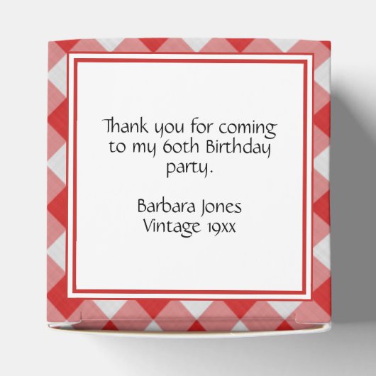 "Danke", Red/White Gingham Karos Pattern Geschenkschachtel (Oben)