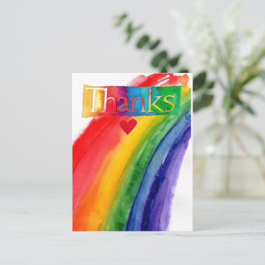 Danke Regenbogen Postkarte (Stehend Vorderseite)