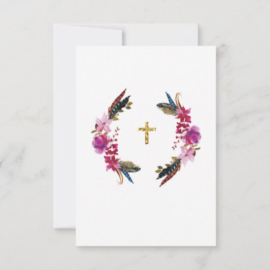 Danke religiöses Kranz-Kreuz-Blumengoldkarten (Rückseite)