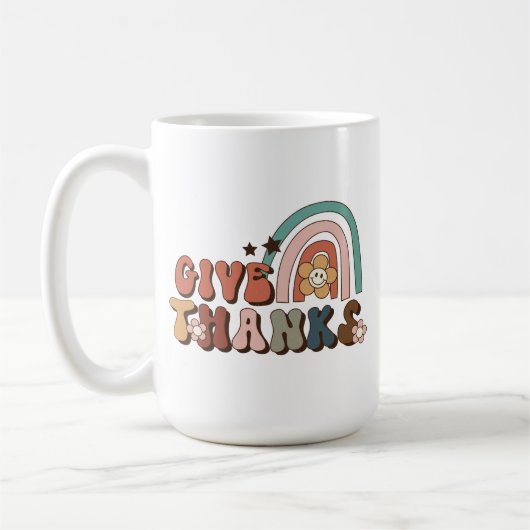 Danke Retro Rainbow Erntedank Kaffeetasse (Links)