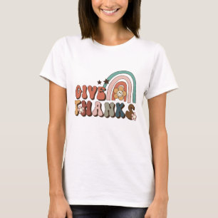 Danke Retro Rainbow Erntedank T - Shirt
