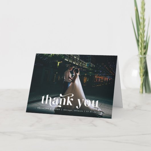 Danke Retro-Text Foto Hochzeit (Vorderseite)