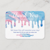 Danke | Rosa Blauer Marmor Tropfen Bakery Discount Begleitkarte (Vorderseite)