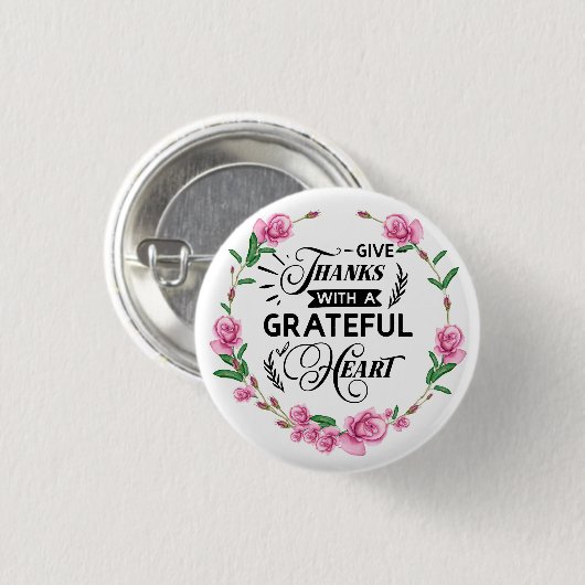 Danke | Rosa Blumenrege Button (Vorne & Hinten)