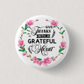 Danke | Rosa Blumenrege Button (Vorderseite)