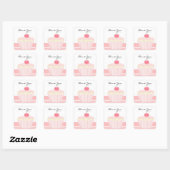 Danke rosa Cupcake Quadratischer Aufkleber (Blatt)