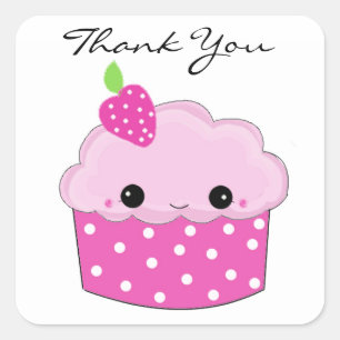 Danke rosa Cupcake Quadratischer Aufkleber
