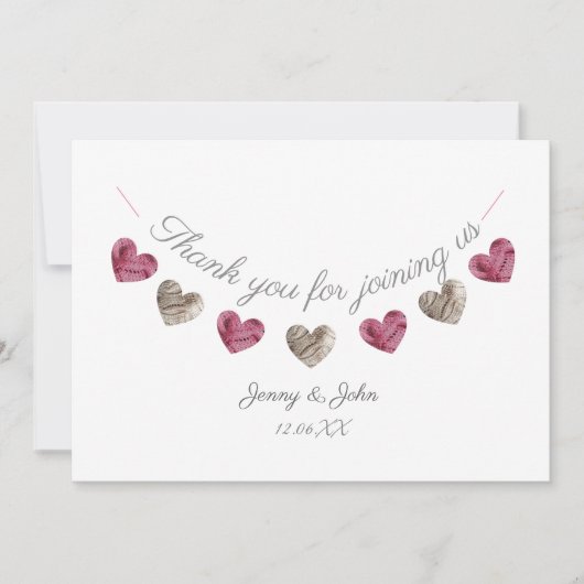 Danke rosa Herzhochzeitsjahrestagskarte (Vorderseite)