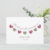 Danke rosa Herzhochzeitsjahrestagskarte (Stehend Vorderseite)