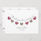 Danke rosa Herzhochzeitsjahrestagskarte (Vorne/Hinten)