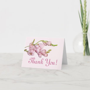 Danke! Rosa Kirschblüten Grünzeug Blätter Dankeskarte