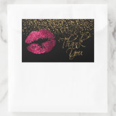 Danke - Rosa Lippen mit Gold Confetti Rechteckiger Aufkleber (Tasche)