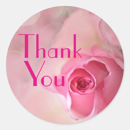 Danke / Rosa Rose Runder Aufkleber (Vorderseite)
