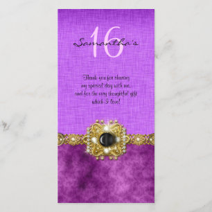 "danke" rosa schwarze Edelsteine "16. Geburtstag" Dankeskarte