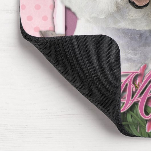 Danke - rosa Tulpen - Bichon Frise Mousepad (Ecke)