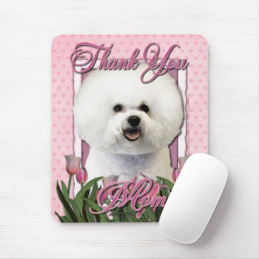 Danke - rosa Tulpen - Bichon Frise Mousepad (Mit Mouse)