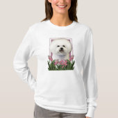 Danke - rosa Tulpen - Bichon Frise T-Shirt (Vorderseite)